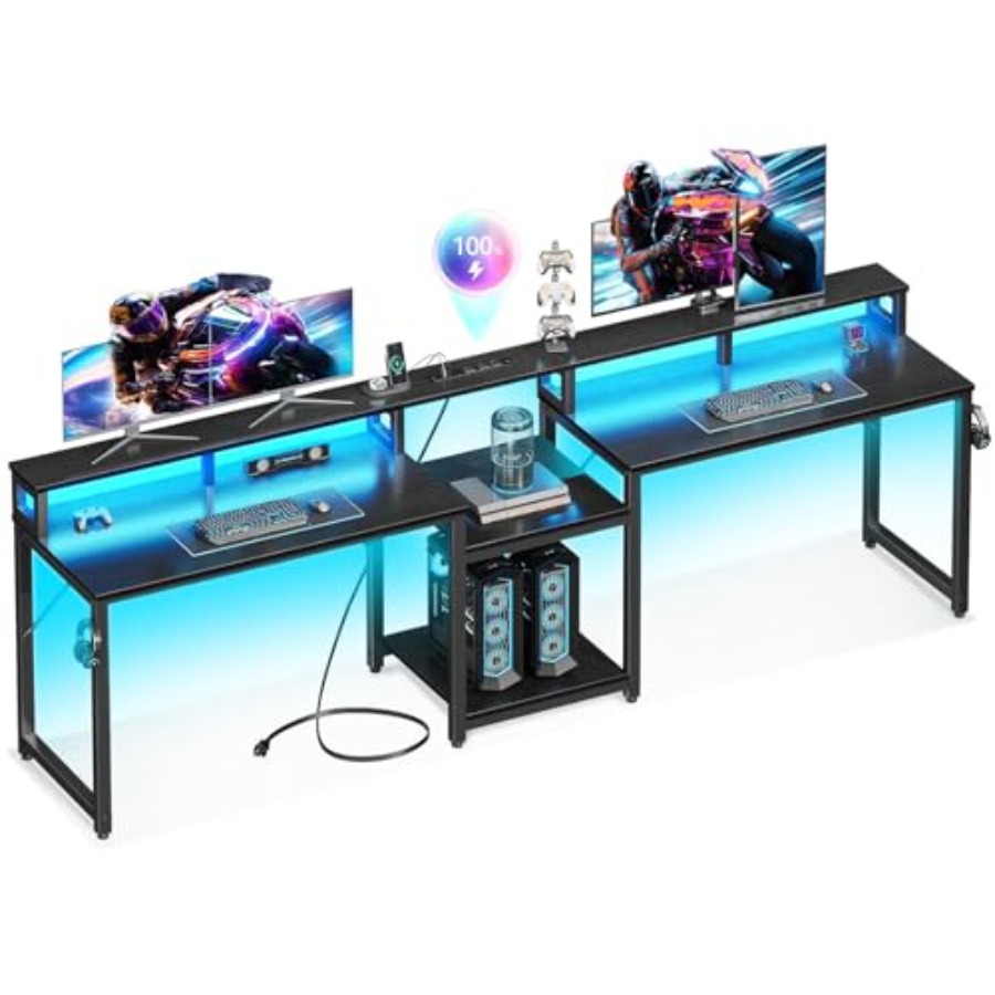 Desk Setup With 2 Monitors - Gaming desk for 2 persons, 98''