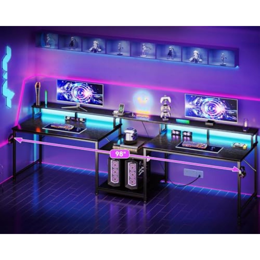 Gaming desk for 2 persons, 98' - огляд і ціна Desk Setup With 2 Monitors