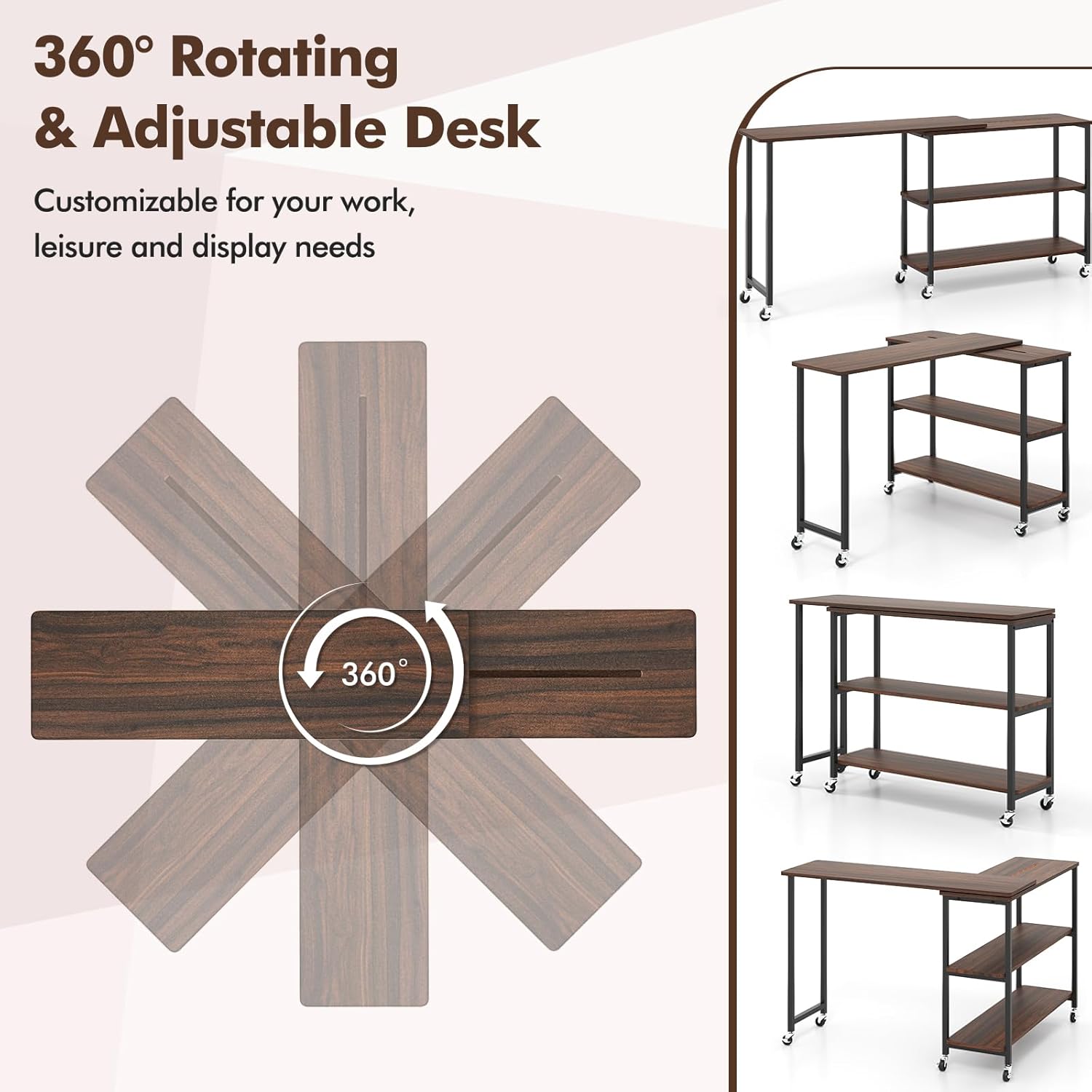 360° Rotating Side Table with  - огляд і ціна Desk Setup For Laptop