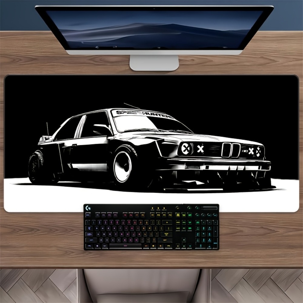 Large Black White Car Gaming M - огляд і ціна Desk Setup Black And White