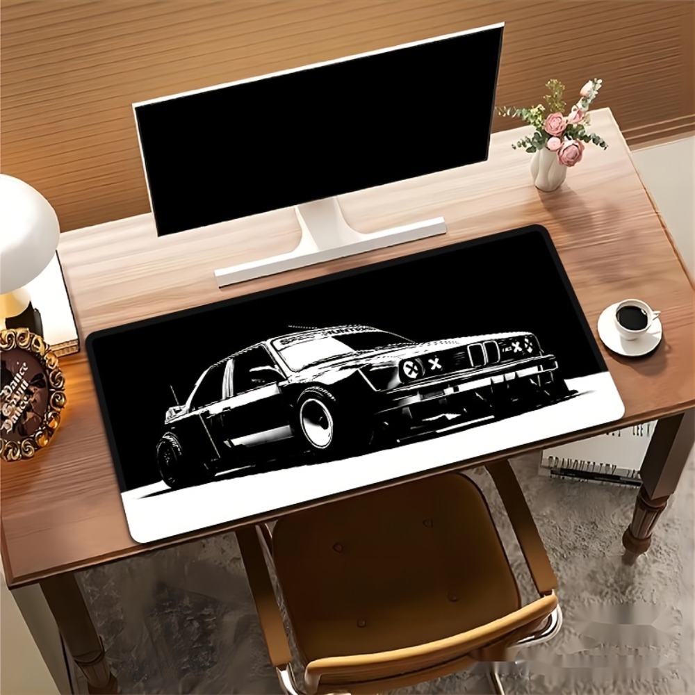 Large Black White Car Gaming M - огляд і ціна Desk Setup Black And White