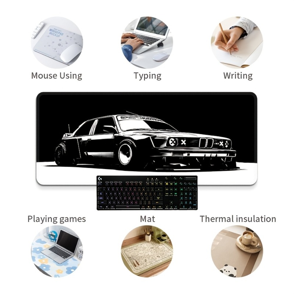Large Black White Car Gaming M - огляд і ціна Desk Setup Black And White