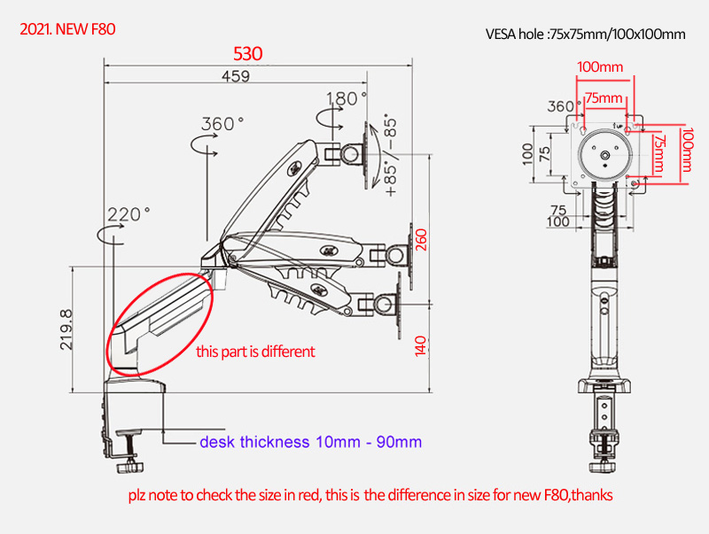 NEW NB F80 17-30' Desktop LED  - огляд і ціна Desk Setup Monitor Arm