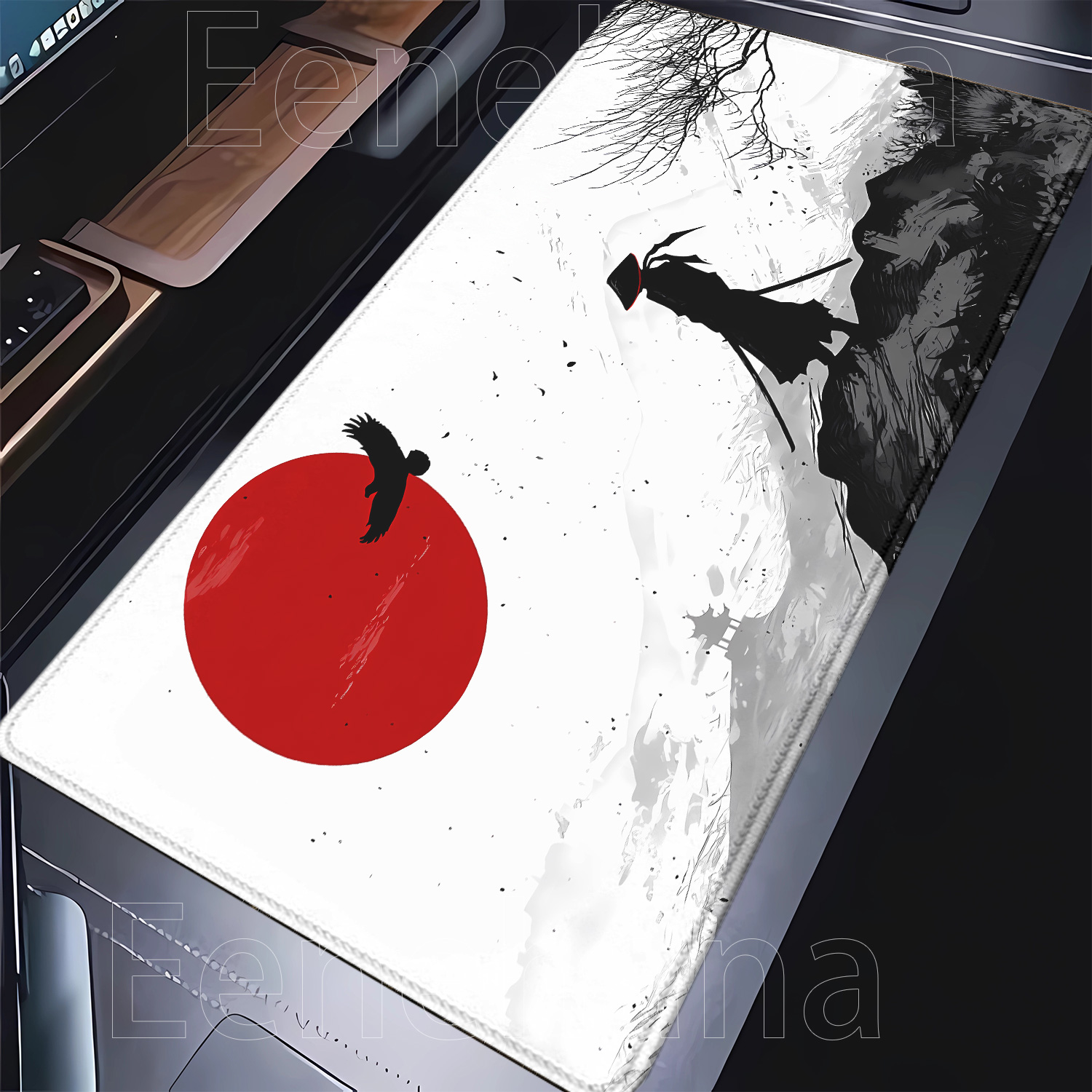 Samurai Warrior Mousepad Gamer - огляд і ціна Desk Setup Black And White
