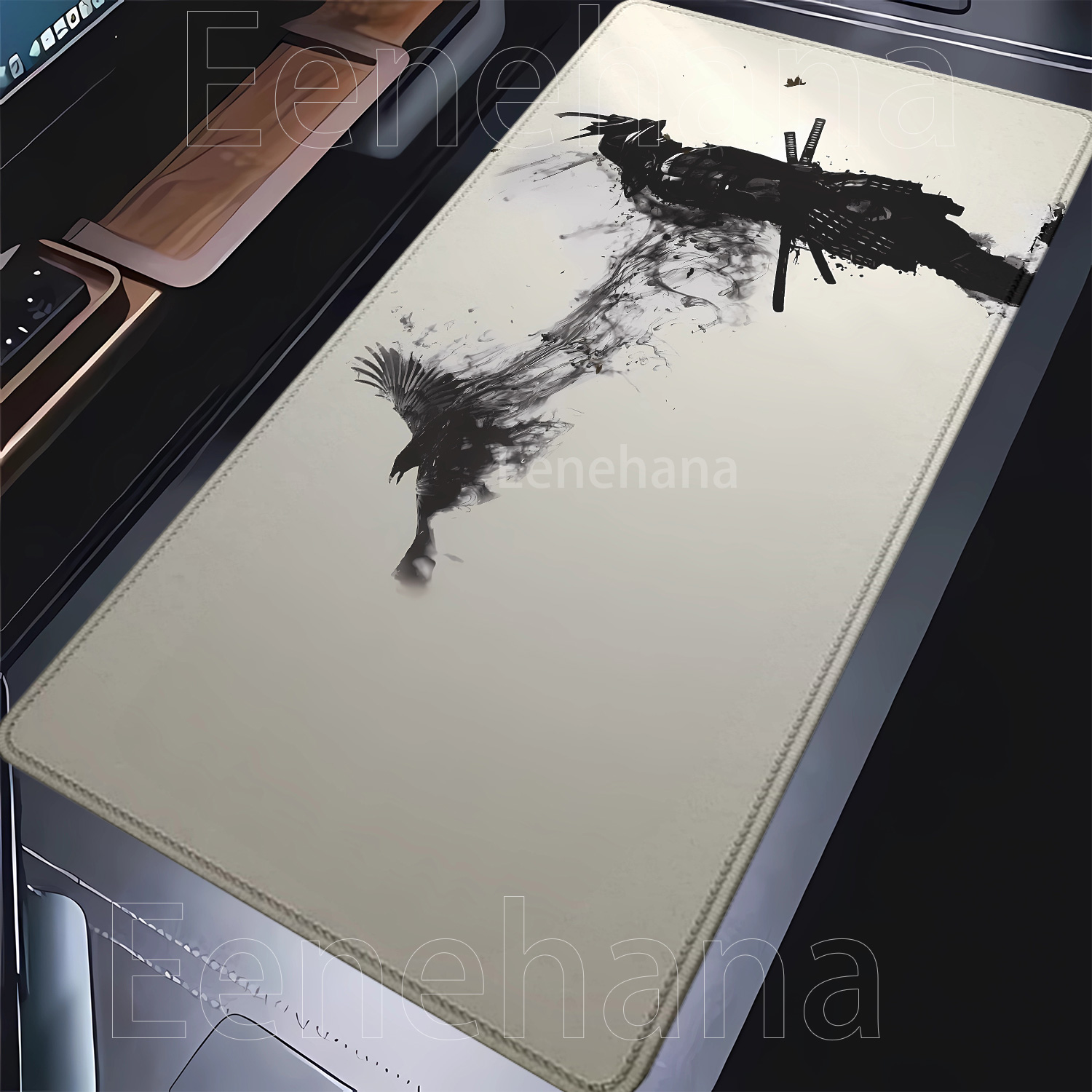 Samurai Warrior Mousepad Gamer - огляд і ціна Desk Setup Black And White
