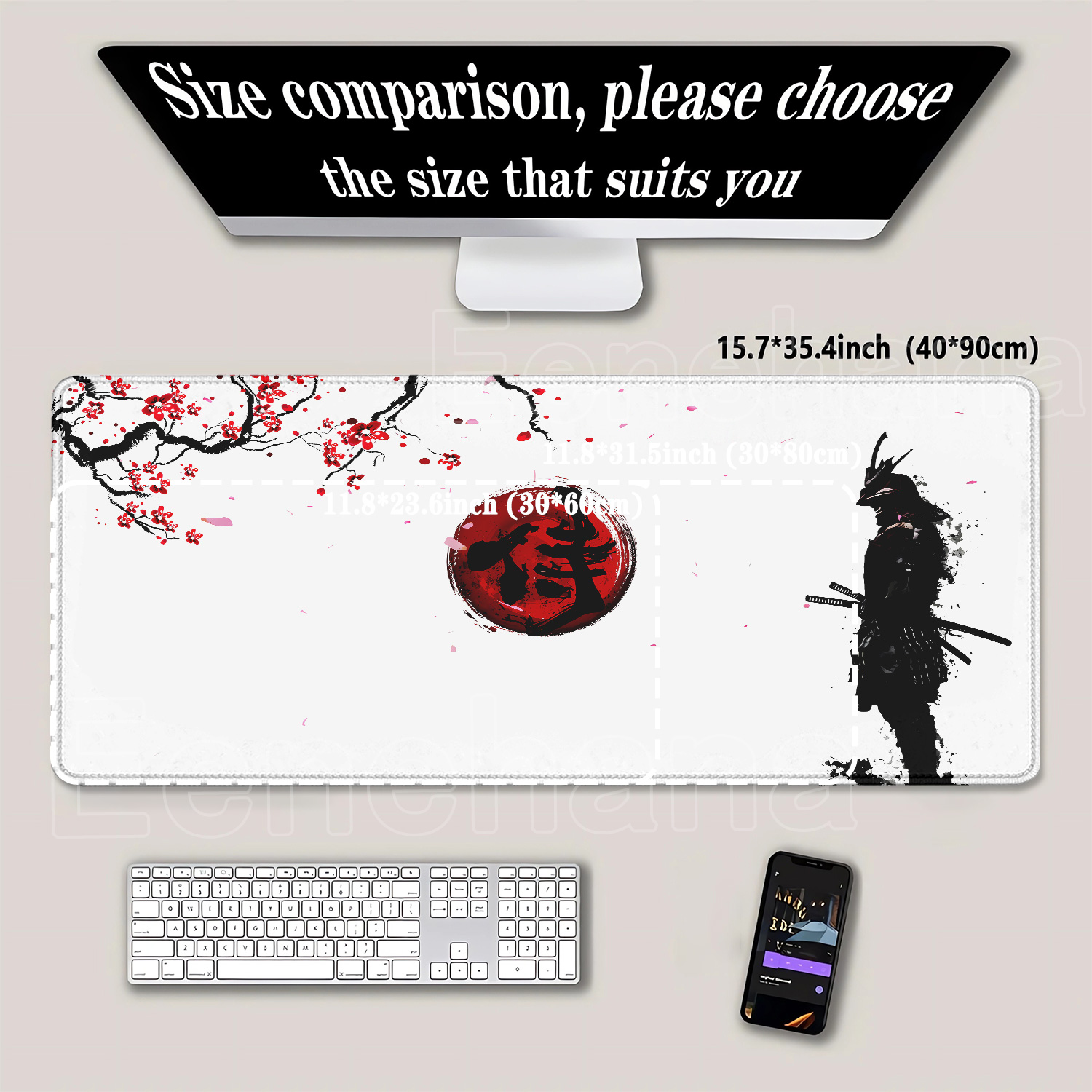 Samurai Warrior Mousepad Gamer - огляд і ціна Desk Setup Black And White