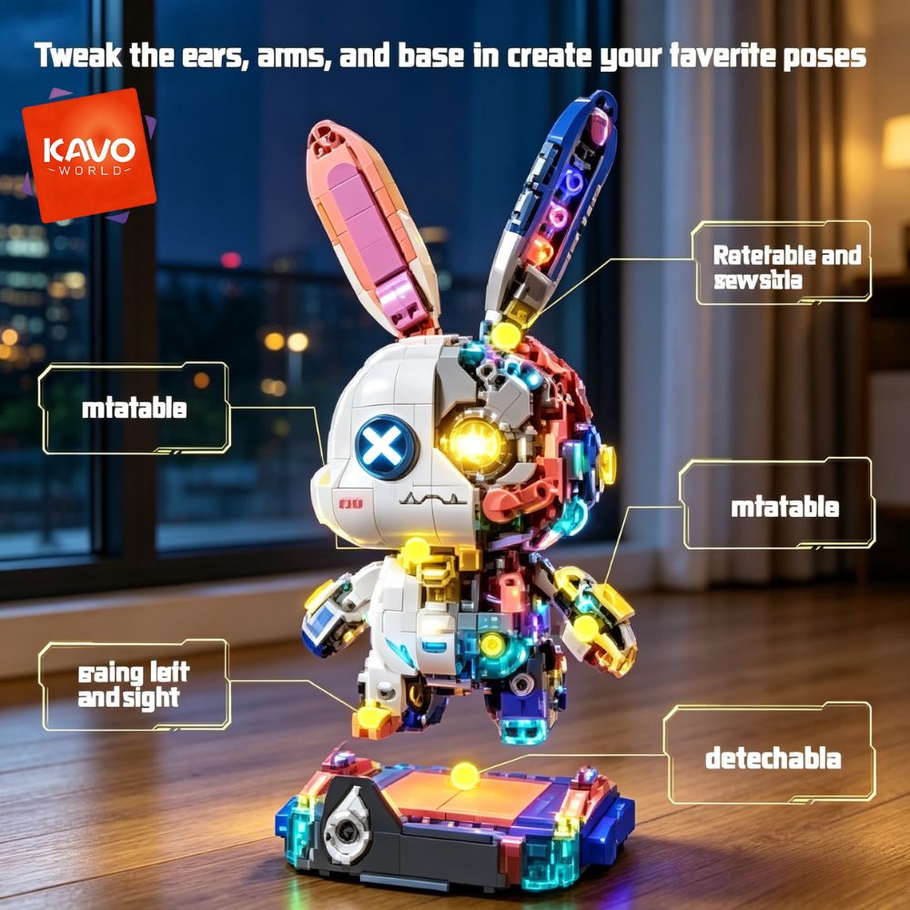 KAVOWORLD 1377PCS Robot Rabbit - огляд і ціна Desk Setup Diy