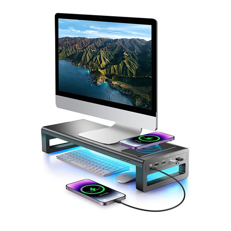 RGB Monitor Stand Riser Deskto - огляд і ціна Desk Setup For Laptop And Monitor